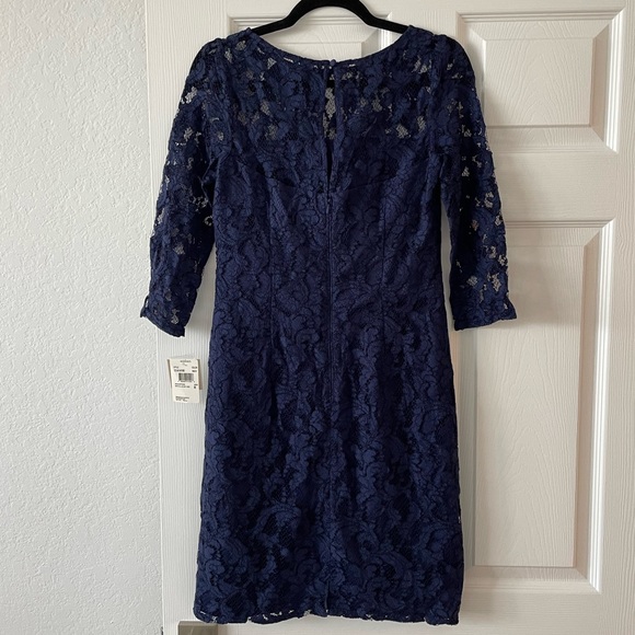 Aidan Mattox Women’s Navy Blue Lace 3/4 Sleeve Cocktail Dress, NWT, size 8 - Picture 2 of 14